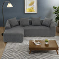 Divano Sezionale a L in Velluto a Coste da 101,6 cm con Chaise Longue e 4 Cuscini