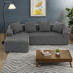 Divano Sezionale a L in Velluto a Coste da 101,6 cm con Chaise Longue e 4 Cuscini