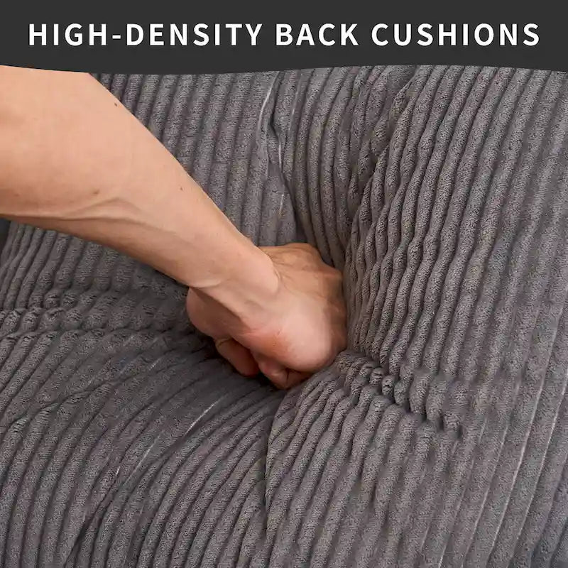 Divano Sezionale a L in Velluto a Coste da 101,6 cm con Chaise Longue e 4 Cuscini