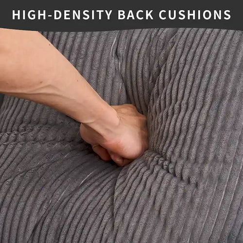 101.6 Canapé d'angle en velours côtelé avec méridienne et 4 coussins