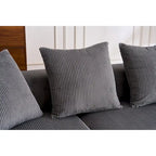 Divano Sezionale a L in Velluto a Coste da 101,6 cm con Chaise Longue e 4 Cuscini