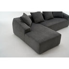 Divano Sezionale a L in Velluto a Coste da 101,6 cm con Chaise Longue e 4 Cuscini