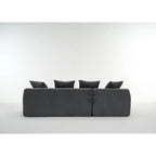 Divano Sezionale a L in Velluto a Coste da 101,6 cm con Chaise Longue e 4 Cuscini