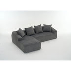 Divano Sezionale a L in Velluto a Coste da 101,6 cm con Chaise Longue e 4 Cuscini