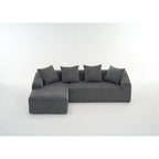 Divano Sezionale a L in Velluto a Coste da 101,6 cm con Chaise Longue e 4 Cuscini