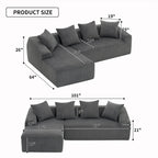 Divano Sezionale a L in Velluto a Coste da 101,6 cm con Chaise Longue e 4 Cuscini