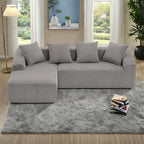 Divano Sezionale a L in Velluto a Coste da 101,6 cm con Chaise Longue e 4 Cuscini