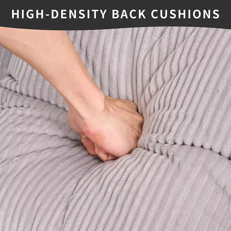 Divano Sezionale a L in Velluto a Coste da 101,6 cm con Chaise Longue e 4 Cuscini