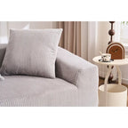 Divano Sezionale a L in Velluto a Coste da 101,6 cm con Chaise Longue e 4 Cuscini
