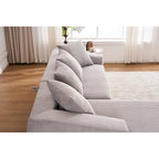 Divano Sezionale a L in Velluto a Coste da 101,6 cm con Chaise Longue e 4 Cuscini