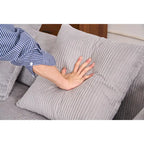 Divano Sezionale a L in Velluto a Coste da 101,6 cm con Chaise Longue e 4 Cuscini