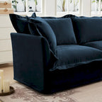 Ensemble de canapé 3 places en chenille 120 avec 3 poufs, fonction couchage et housses amovibles