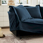 Ensemble de canapé 3 places en chenille 120 avec 3 poufs, fonction couchage et housses amovibles