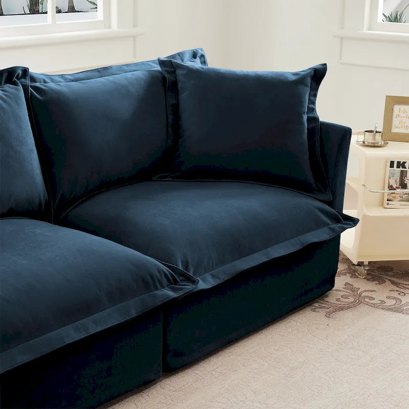 Ensemble de canapé 3 places en chenille 120 avec 3 poufs, fonction couchage et housses amovibles