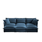 Ensemble de canapé 3 places en chenille 120 avec 3 poufs, fonction couchage et housses amovibles