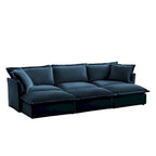 Ensemble de canapé 3 places en chenille 120 avec 3 poufs, fonction couchage et housses amovibles
