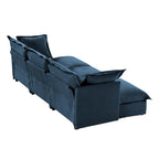 Ensemble de canapé 3 places en chenille 120 avec 3 poufs, fonction couchage et housses amovibles
