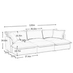 Ensemble de canapé 3 places en chenille 120 avec 3 poufs, fonction couchage et housses amovibles