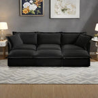 Ensemble de canapé 3 places en chenille 120 avec 3 poufs, fonction couchage et housses amovibles