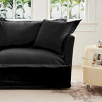 Ensemble de canapé 3 places en chenille 120 avec 3 poufs, fonction couchage et housses amovibles