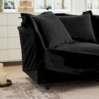 Ensemble de canapé 3 places en chenille 120 avec 3 poufs, fonction couchage et housses amovibles