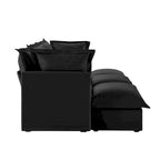 Ensemble de canapé 3 places en chenille 120 avec 3 poufs, fonction couchage et housses amovibles