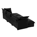 Ensemble de canapé 3 places en chenille 120 avec 3 poufs, fonction couchage et housses amovibles