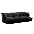 Ensemble de canapé 3 places en chenille 120 avec 3 poufs, fonction couchage et housses amovibles