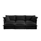 Ensemble de canapé 3 places en chenille 120 avec 3 poufs, fonction couchage et housses amovibles