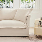 Ensemble de canapé 3 places en chenille 120 avec 3 poufs, fonction couchage et housses amovibles