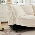 Ensemble de canapé 3 places en chenille 120 avec 3 poufs, fonction couchage et housses amovibles