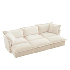Ensemble de canapé 3 places en chenille 120 avec 3 poufs, fonction couchage et housses amovibles