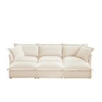 Ensemble de canapé 3 places en chenille 120 avec 3 poufs, fonction couchage et housses amovibles