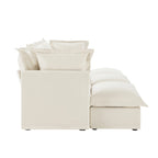 Ensemble de canapé 3 places en chenille 120 avec 3 poufs, fonction couchage et housses amovibles