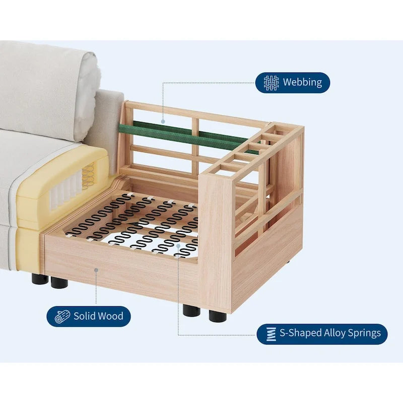Divano Sezionale Modulare a U, Divano Sovradimensionato a 9 Posti con 2 Pouf Contenitore, 2 Cuscini, Divano Moderno Comodo con Seduta Profonda