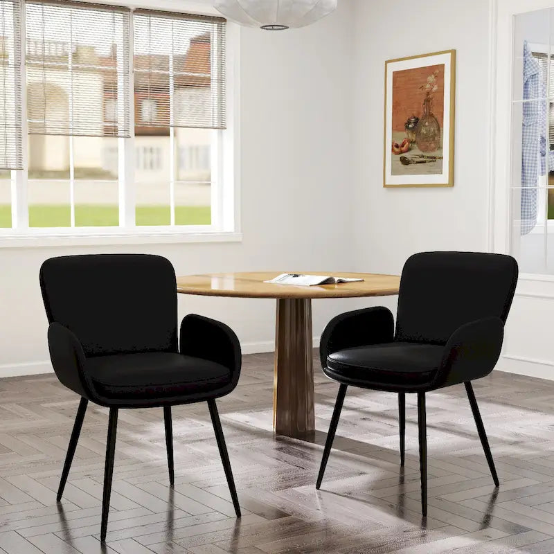 Set di 2 sedie da pranzo resistenti ai graffi dei gatti con gambe in metallo dorato