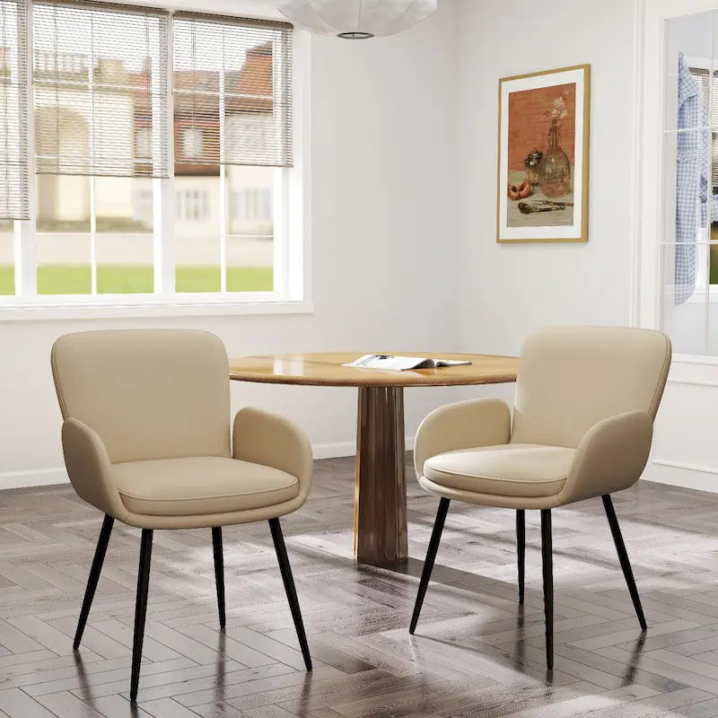 Set di 2 sedie da pranzo resistenti ai graffi dei gatti con gambe in metallo dorato