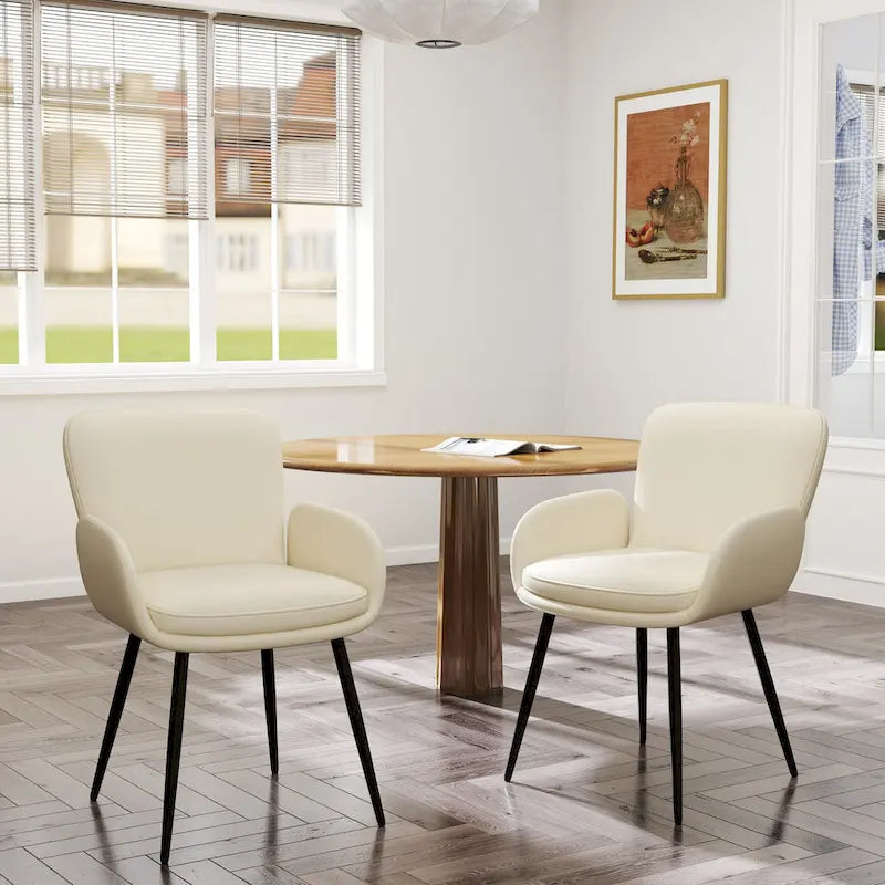 Set di 2 sedie da pranzo resistenti ai graffi dei gatti con gambe in metallo dorato