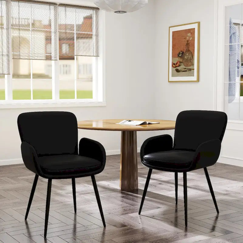 Set di 2 sedie da pranzo resistenti ai graffi dei gatti con gambe in metallo dorato