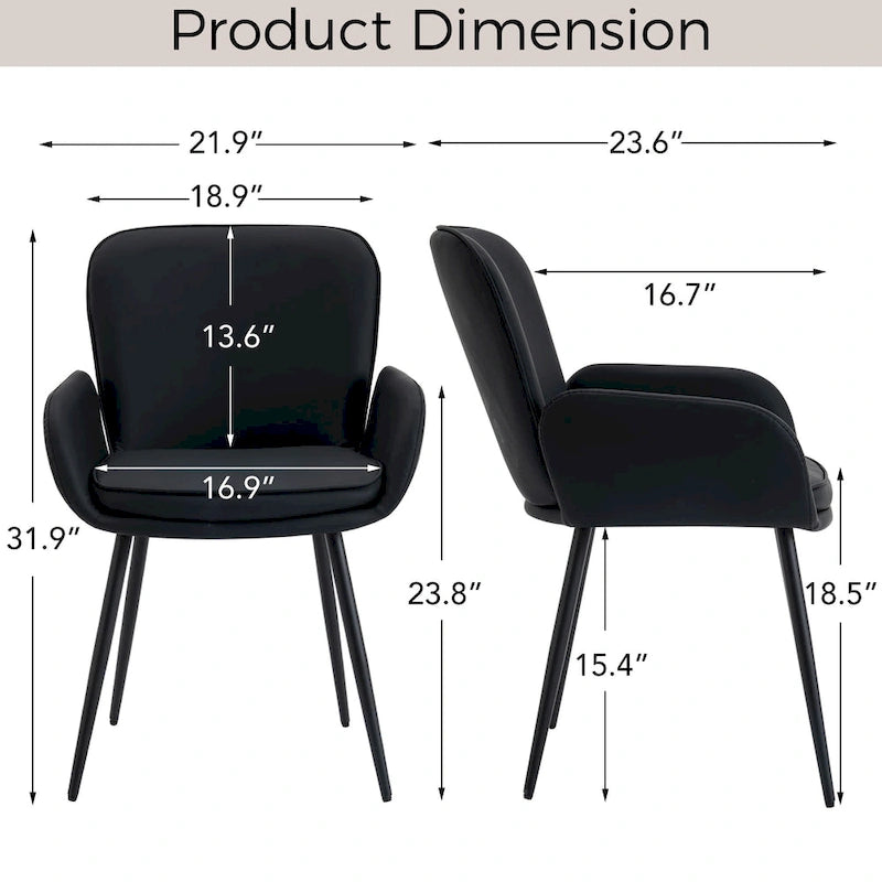 Set di 2 sedie da pranzo resistenti ai graffi dei gatti con gambe in metallo dorato