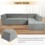 Divano letto modulare a L in ciniglia da 112,2" con design a combinazione libera e senza necessità di montaggio
