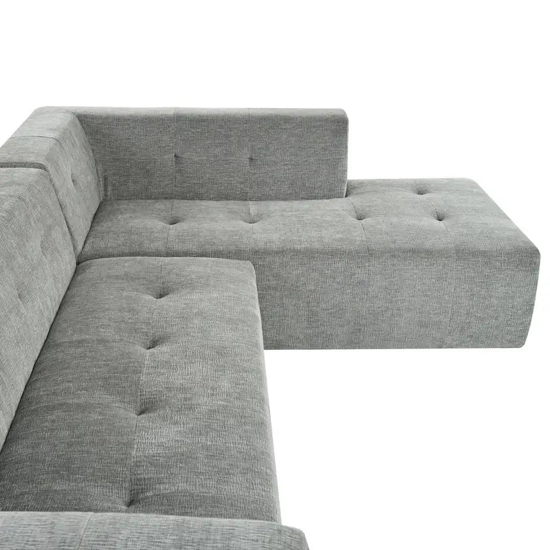 Divano letto modulare a L in ciniglia da 112,2" con design a combinazione libera e senza necessità di montaggio