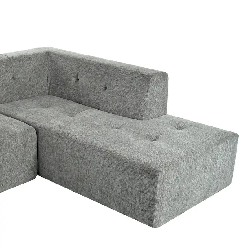 Divano letto modulare a L in ciniglia da 112,2" con design a combinazione libera e senza necessità di montaggio