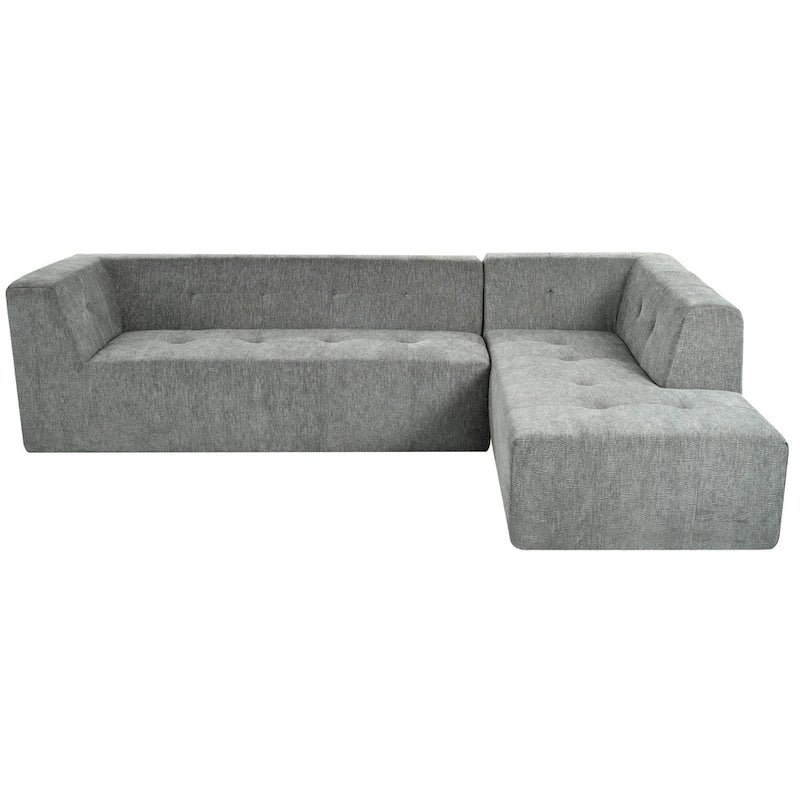 Divano letto modulare a L in ciniglia da 112,2" con design a combinazione libera e senza necessità di montaggio