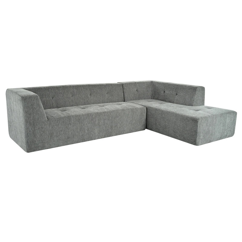 Divano letto modulare a L in ciniglia da 112,2" con design a combinazione libera e senza necessità di montaggio