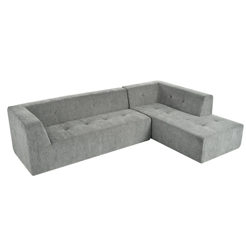 Divano letto modulare a L in ciniglia da 112,2" con design a combinazione libera e senza necessità di montaggio