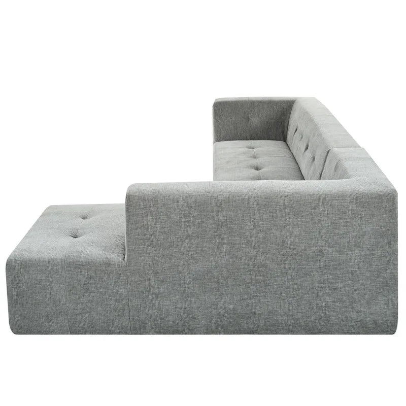 Divano letto modulare a L in ciniglia da 112,2" con design a combinazione libera e senza necessità di montaggio