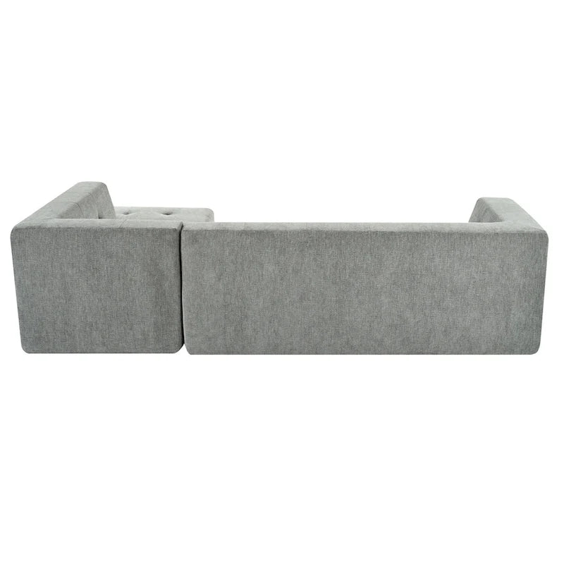 Divano letto modulare a L in ciniglia da 112,2" con design a combinazione libera e senza necessità di montaggio