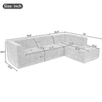 Divano letto modulare a L in ciniglia da 112,2" con design a combinazione libera e senza necessità di montaggio
