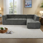 Divano letto modulare a L in ciniglia da 112,2" con design a combinazione libera e senza necessità di montaggio